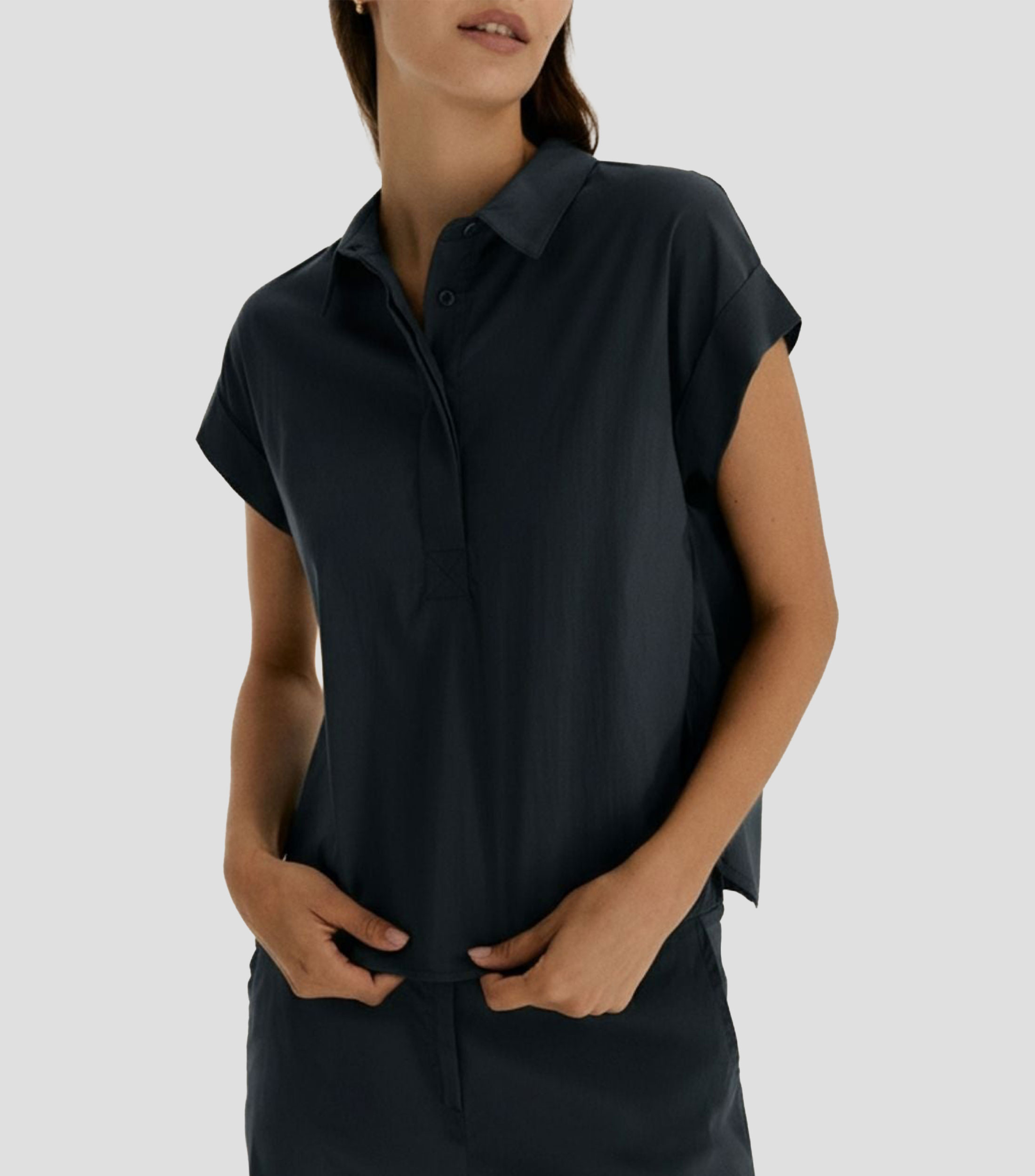 Camisa lisa manga corta Mujer
